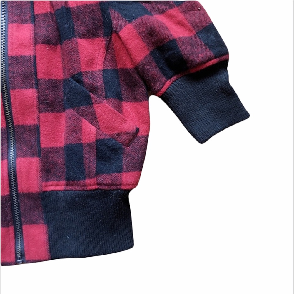 Forever21 Black and Red Checker Mid Sleeve High Waist Bomber Jacket - Picture 4 of 5
